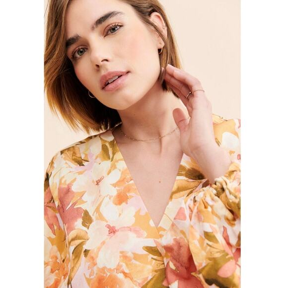 Significant Other Kenna Linen Blend Floral Mini Wrap Dress - Picture 5 of 14